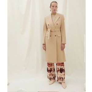 NWT Nanushka Greta Elongated Blazer Coat in Blond Wood, Size M